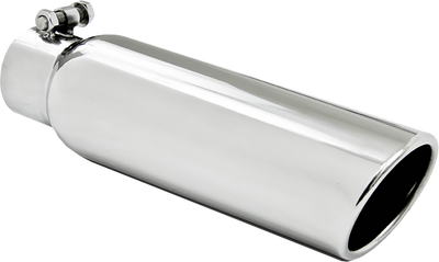 2.5-Inch Inlet, T304 Stainless Steel, Single Wall, Rolled Angle Cut, 3.5-Inch Outlet Tip, T5148